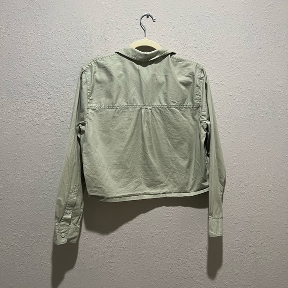 Everlane Womens Extra Small The Way-short Shirt Light Green Long Sleeve Boxy - Picture 3 of 5